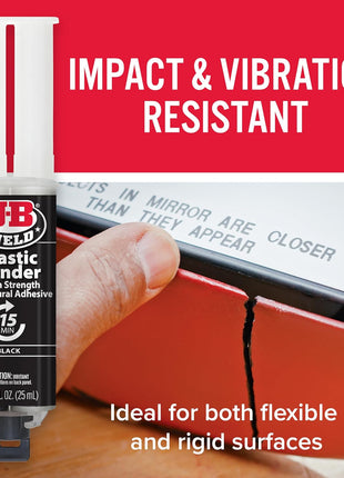 J-B Weld 50139 Plastic Bonder Body Panel Adhesive and Gap Filler Syringe - Black - 25 ml