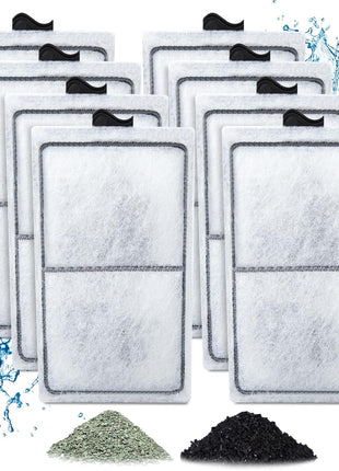 8 Pack PF-S Filter Cartridges Only Compatible with Silenstream PF10 Power Filters, Replacement Aquarium Carbon Cartridge with Zeolite, Size 5.5 in L x 3.1 in