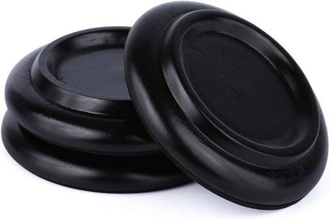 FameFame Solid Wood Piano Caster Piano Leg Floor Protectors, 3-Pack Grand Piano Caster Cups with Non-Slip & Anti-Noise Foam (Black)