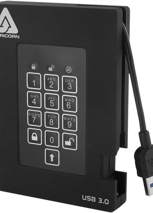 Apricorn 1TB Aegis Padlock Fortress FIPS 140-2 Level 2 Validated 256-Bit Encrypted USB 3.0 Hard Drive with PIN Access (A25-3PL256-1000F)
