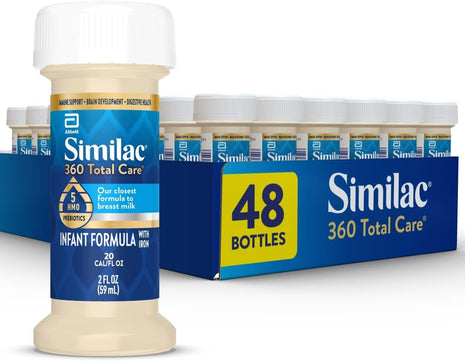 Similac 360 Total Care Ready-to-Feed Baby Formula | 5 HMO prebiotic blend, infant formula to support baby's immune system, brain development & digestive health, 2-fl-oz, 48 pack