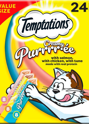 Temptations Creamy Puree Variety Pack of Squeezable Cat Treats, 0.42 oz. Tubes, 24 Count