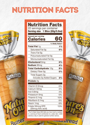 Nature's Own Butterbread, Sliced White Bread, 20 oz Loaf