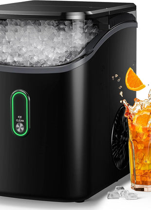 Silonn Nugget Ice Maker Countertop, Pebble Ice Maker with Soft Chewable Ice, One-Click Operation Ice Machine with Self-Cleaning, 33lbs/24H for Home,Kitchen,Office
