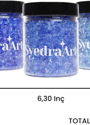 Syedra Broken Crushed Glass Glitter 1-3mm Set of 3,Crushed Glass for Crafts Epoxy Resin Craft Supplies Nail Art DIY 1LB (Blue)