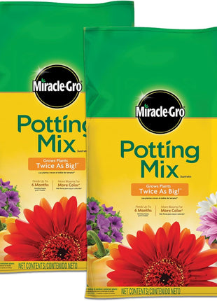 Miracle-Gro Potting Mix - For Container Plants, Flowers, Vegetables, Shrubs, Annuals, Perennials, Potting Soil Mix, Feeds up to 6 Months, 16 qt. (2-Pack)