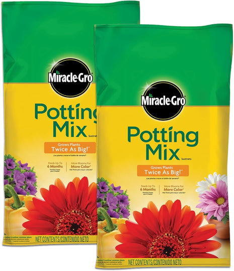 Miracle-Gro Potting Mix - For Container Plants, Flowers, Vegetables, Shrubs, Annuals, Perennials, Potting Soil Mix, Feeds up to 6 Months, 16 qt. (2-Pack)