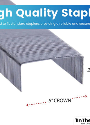 1InTheOffice Standard Staples - 1/4 inch Leg Length, 5,000 Staples/Pack, 5 Pack