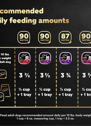 Cesar Wet Dog Food Classic Loaf in Sauce Beef Recipe, Filet Mignon, Grilled Chicken and Porterhouse Steak Variety Pack, 3.5 oz. Easy Peel Trays (24 Count, Pack of 1)