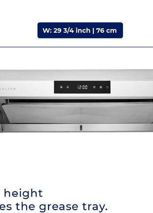 Hauslane Range Hood 30 inch Under Cabinet, 950 CFM Kitchen Range Hood | Steam Auto Clean Vent Hood, 6 Speed Kitchen Hood with Touch Panel | Stainless Steel Range Hoods Chef Series PS38