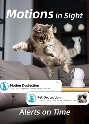 blurams Pet Camera 2K, Dog Camera with Phone App, 360° PTZ Indoor Cameras for Home Security Indoor, Color Night Vision, 2-Way Talk, Motion Detection&Tracking, Cloud&SD