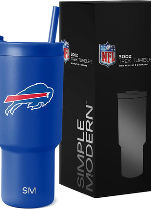 Simple Modern Officially Licensed NFL 30oz Tumbler with Flip Lid and Straws | Football Insulated Stainless Steel Cup | Gifts for Men Women | Trek Collection