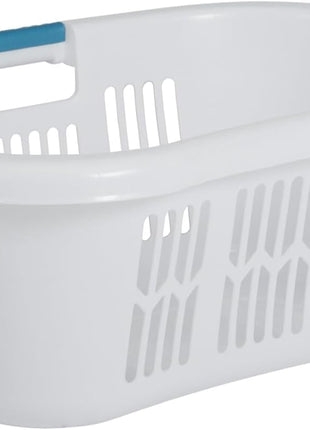 Rubbermaid Large Hip Hugger Laundry Basket/Hamper, 1.5 Bushel, White, Stackable Storage Bin/Organizer for Bathroom/Bedroom/Dorm/Home