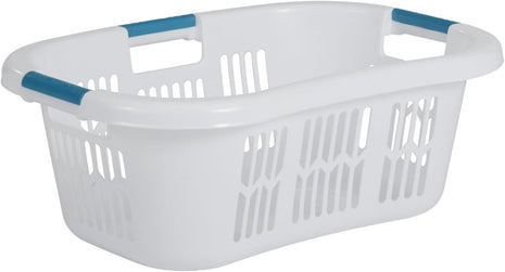 Rubbermaid Large Hip Hugger Laundry Basket/Hamper, 1.5 Bushel, White, Stackable Storage Bin/Organizer for Bathroom/Bedroom/Dorm/Home