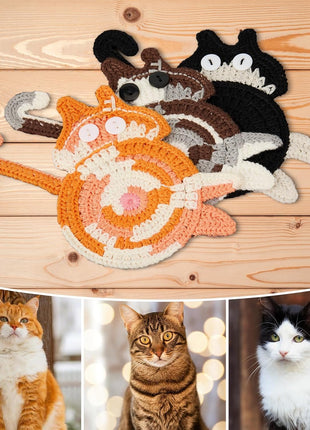 Drink Coaster | Cat Gifts for Cat Lovers,Fun Woven Creative Coasters,Cute Coffee Coaster for Home Decor Tabletop Protection Suitable for Kinds Cups (3PC)