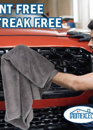HOMEXCEL Professional Large Microfiber Car Drying Towels 2 Pack, Lint Free, Scratch Free, Highly Absorbent Drying Towel for Cars, SUVs, RVs, Trucks, and Boats,31 inch x 24 inch,Grey