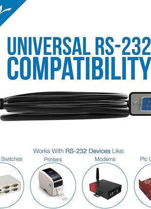SABRENT USB 2.0 to Serial 9-Pin DB-9 RS-232 Cable, FTDI (CB-FTDI) | 6ft cable; FTDI chipset; connects serial/RS-232 devices to USB; Windows, macOS, Linux; serial to usb adapter; rs232 to usb