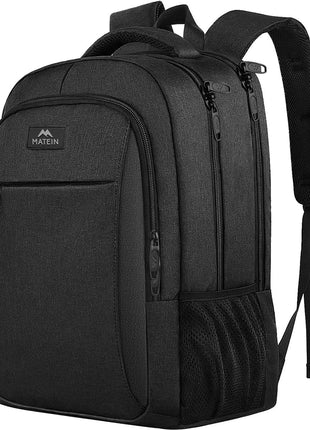 MATEIN Business Laptop Backpack, 15.6 Inch Travel Work Bag for Men Women | Water Resistant Daypack, Personal Item Bag Size, Anti Theft Pocket, Luggage Strap, Computer Backpack for Work College, Black