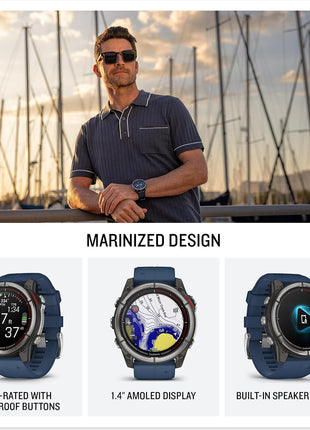 Garmin® quatix® 8, 51 mm, Marine GPS Smartwatch, Bright AMOLED Display, Chartplotter Controls, Built-in Flashlight, 24/7 Health & Wellness Features