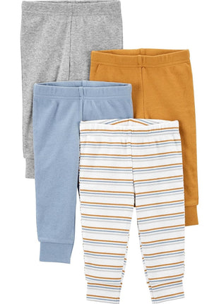 Simple Joys by Carter's Baby Cotton Pants, Pack of 4, Blue/Grey/White, 6-9 Months