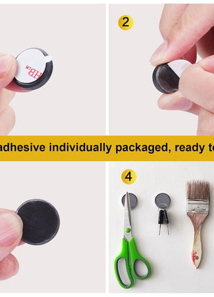DIYMAG 90Pcs Magnets for Crafts 0.7 * 0.12inch Strong Adhesive Ceramic Magnet Small Round Circle Button Sticky Magnetics Dots Heavy Duty Double Sided for Refrigerator Fridge with Backing for School