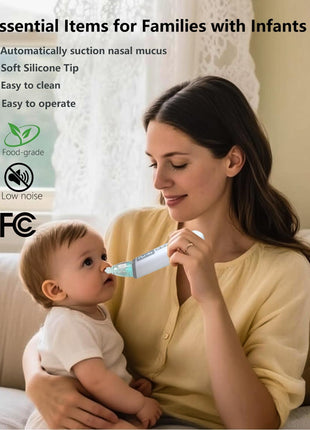 Nasal Aspirator for Baby,Baby Nose Sucker,Electric Nasal Aspirator for Baby,for Relieving Nasal Congestion,Nose Cleaner with 3 Silicone Tips,Adjustable Suction Level,Music and Light Soothing Function