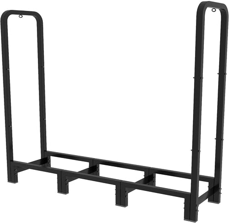 Artibear Firewood Rack Stand 4ft Heavy Duty Logs Holder for Outdoor Indoor Fireplace Metal Wood Pile Storage Stacker Organizer, Matte Black