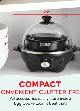 DASH Rapid Egg Cooker: 7 Egg Capacity Electric Egg Cooker for Hard Boiled Eggs, Poached Eggs, Scrambled Eggs, or Omelets with Auto Shut Off Feature   Black'