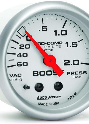Auto Meter 4303 Ultra-Lite Mechanical Boost/Vacuum Gauge, 2.3125 in.