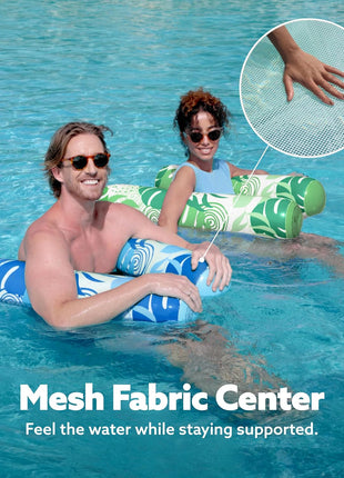 SLOOSH 2 Packs Hammock Pool Floats Adults, 4-in-1 Multi-Purpose Inflatable Pool Floats PVC Water Hammock Lounge Floaties
