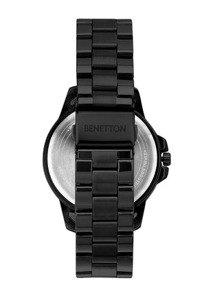 United Colors of Benetton Signature Analog Watch for Man with Black Round Dial & Black Stainless Steel Bracelet Band Water Resistant Men's Wrist Watches - UWUCG2102