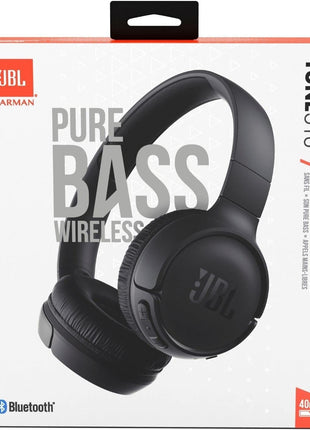 JBL Tune 510BT - Bluetooth headphones with up to 40 hours battery, microphone for call, foldable and comfortable, Android and iOs compatible (Black)