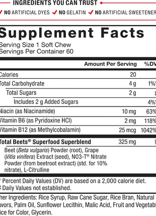 Force Factor Total Beets Soft Chews, 60 Chews & Better Turmeric Joint Support Supplement, 60 Soft Chews