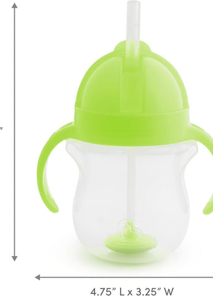 Munchkin Any Angle Sippy Cups for Toddlers, Spill Proof Weighted Straw Cup with Transition Handles for Babies 6 Months and Up, 2 Pack, Blue/Green