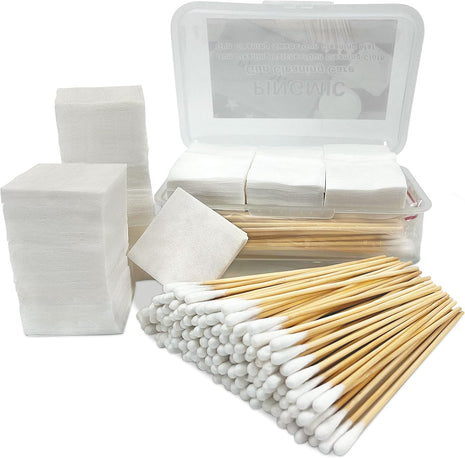 PINGMIC Gun Cleaning Supplies - Gun Cleaning Patches and Long Cotton Swabs Set, 6 inch Cotton Swabs, Lint Free Cloth Fit Most Caliber Firearms