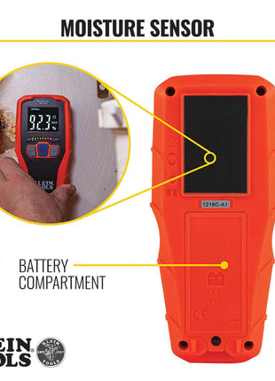 Klein Tools ET140 Pinless Moisture Meter for Non-Destructive Moisture Detection in Drywall, Wood, and Masonry; Detects up to 3/4-Inch Below Surface