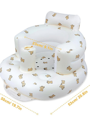 EKEPE Inflatable Baby Seat for Babies 3 Months & Up, Baby Floor Seats for Sitting Up, Baby Seats for Infants, Blow Up Baby Chair with Built in Air Pump - Bear
