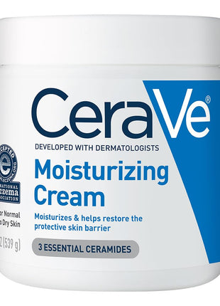 CeraVe Moisturizing Cream, Body and Face Moisturizer for Dry Skin, Body Cream with Hyaluronic Acid and Ceramides, Daily Moisturizer, Oil-Free, Fragrance Free, Non-Comedogenic, 19 Ounce