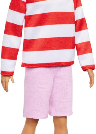 Barbie Fashionistas Ken Doll #241 with Blonde Hair | Wearing Red and White Striped Polo Shirt with Pink Shorts, White Crew Socks and Sneakers