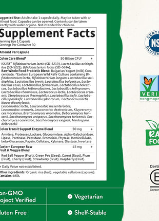 Garden of Life Probiotics for Women and Men - Raw Probiotics Colon Care 50 Billion CFU and Enzymes, Shelf Stable Once Daily Acidophilus Probiotic for Regularity and Immune Health Support, 30 Capsules