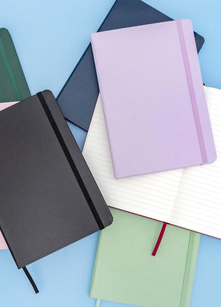 PAPERAGE Lined Journal Notebook, (Black), 160 Pages, Medium 5.6 in x 8 in - 100 GSM Thick Paper – Hardcover Journaling Notebook for Work, School & Note Taking