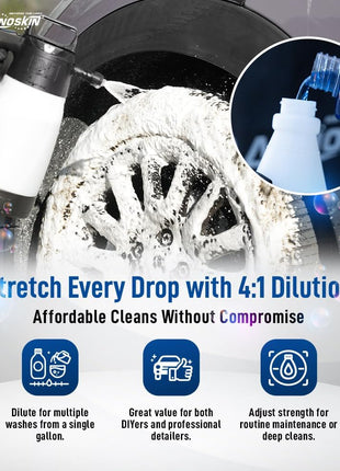 Nanoskin Non Acid Professional Wheel & Tire Cleaner 1 Gallon – Works with Brush | Car Wash Cleaning Spray for Detailing | Removes Brake Dust, Oil, Dirt, Light Corrosion