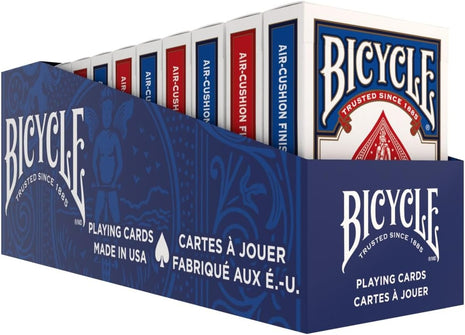 Bicycle Rider Back Playing Cards 12 Pack Poker Size Standard Index | Air Cushion Finish for smooth shuffling, Made in USA, 6 red and 6 blue decks, Ideal for poker and blackjack