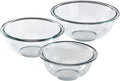 Pyrex Essentials (3 Piece) Glass Mixing Bowls Set For Prepping, Baking and Cooking, Preheated Oven, Dishwasher, Freezer, and Microwave Safe