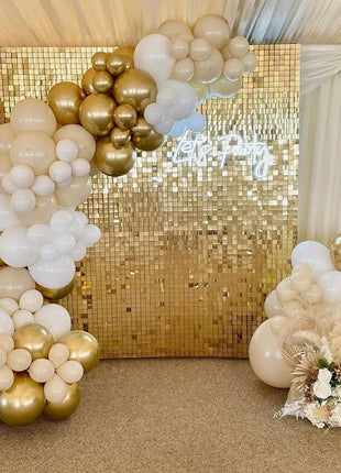 Awenztech 120pcs Metallic Gold Balloon Arch Kit, 18 12 10 5 inch Chrome Gold Latex Balloons Different Sizes Metallic Gold Balloon Garland for Graduation Engagement Wedding Birthday Party Decorations