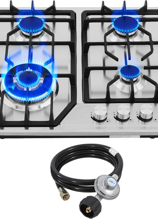 22′′x20′′ Built in Gas Cooktop 4 Burners Stainless Steel Stove with NG/LPG Conversion Kit Thermocouple Protection and Easy to Clean (20Wx22L)