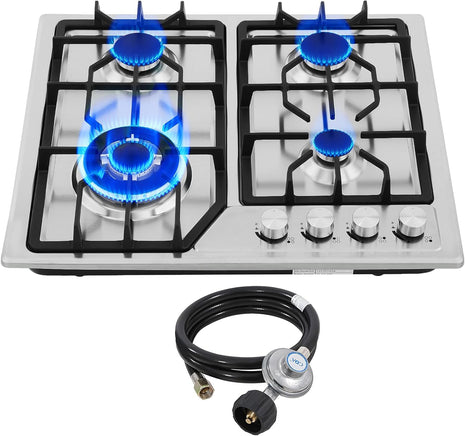 22′′x20′′ Built in Gas Cooktop 4 Burners Stainless Steel Stove with NG/LPG Conversion Kit Thermocouple Protection and Easy to Clean (20Wx22L)