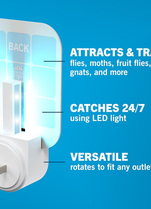 Safer Home Indoor Plug-In Fly Trap - SH502 - Effective Fruit Fly Traps for Indoors, Gnat Traps for House Indoor, 400 Sq Ft Protection - Style: 1 Device + 2 Glue Cards