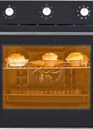 GarveeHome 24 inch Single Wall Oven, 2.5 Cu.Ft Built-In Electric Oven, Mechanical Knobs, Double-Layered Glass Door, 5 Cooking Functions, 3000W 240V - High Performance, Spacious Interior, Versatile Cooking