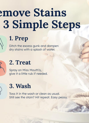 Miss Mouth's Messy Eater Stain Treater Spray, Laundry Stain Remover, 4 Oz | Newborn & Baby Essentials; Cleans Off Food, Grease, Coffee; Use on Laundry, Underwear, Fabric